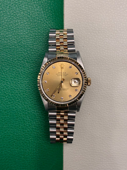 Rolex Datejust 36  16233 Champagne Diamond Jubilee Full Set-AAA