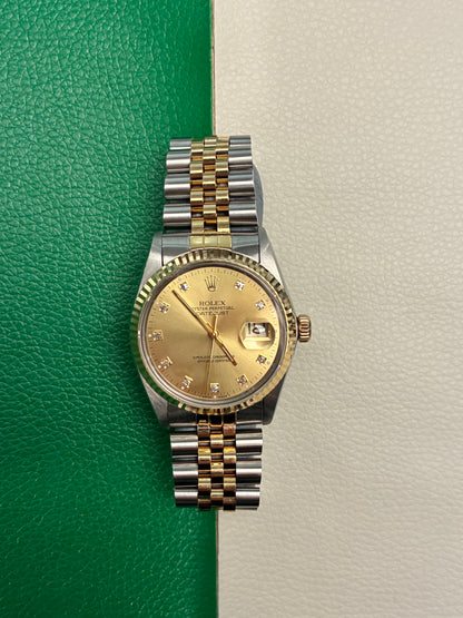 Rolex Datejust 36  16013 Champagne Diamond Jubilee Full Set--AAC