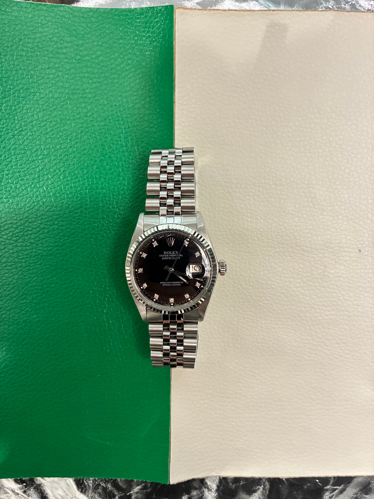 Rolex Datejust 36 16014 Black Diamond Jubilee Full Set-AAH