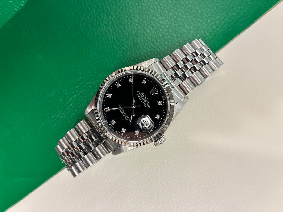 Rolex Datejust 36 16234 Black Diamond Jubilee 1994 Full Set-AAK