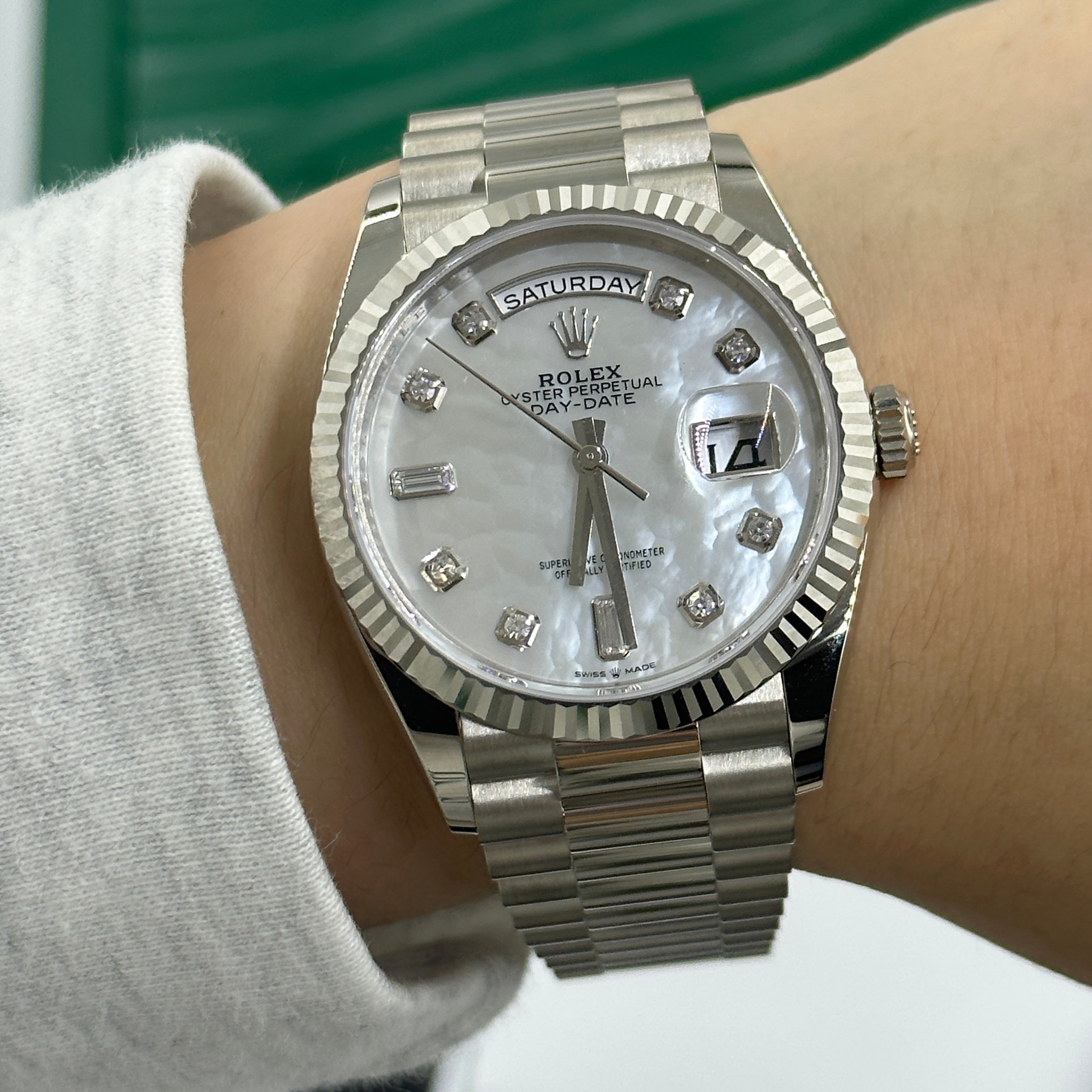 Rolex Day-Date 36 128239NG White Gold Mother Of Pearl Jubilee 2025