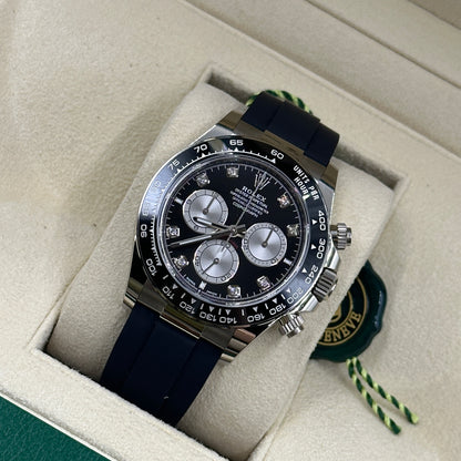 Rolex Cosmograph Daytona 126519 Helles Schwarz und Stahl mit Diamanten besetzt