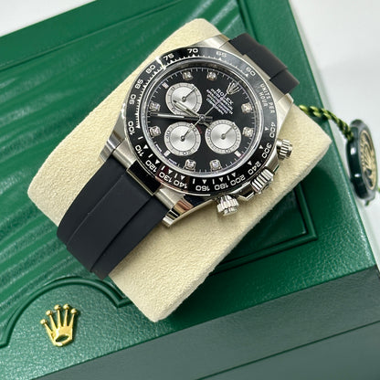 Rolex Cosmograph Daytona 126519 Helles Schwarz und Stahl mit Diamanten besetzt