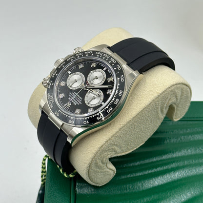 Rolex Cosmograph Daytona 126519 Helles Schwarz und Stahl mit Diamanten besetzt