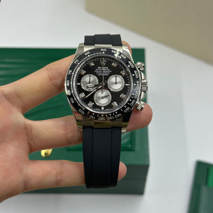 Rolex Cosmograph Daytona 126519 Helles Schwarz und Stahl mit Diamanten besetzt