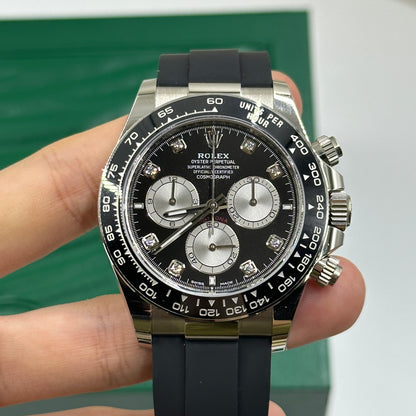 Rolex Cosmograph Daytona 126519 Helles Schwarz und Stahl mit Diamanten besetzt
