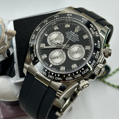 Rolex Cosmograph Daytona 126519 Helles Schwarz und Stahl mit Diamanten besetzt