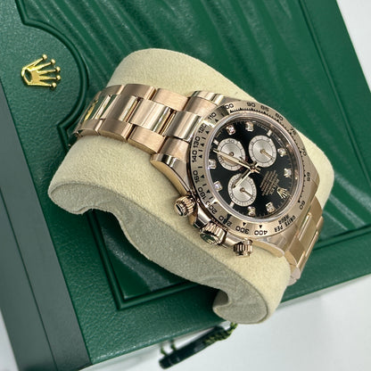 Rolex Cosmograph Daytona 126505 Helles Schwarz und Sundust mit Diamanten besetzt