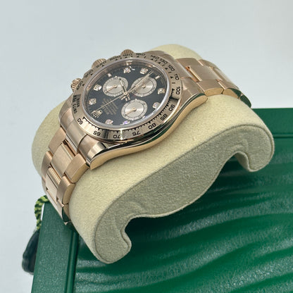 Rolex Cosmograph Daytona 126505 Helles Schwarz und Sundust mit Diamanten besetzt
