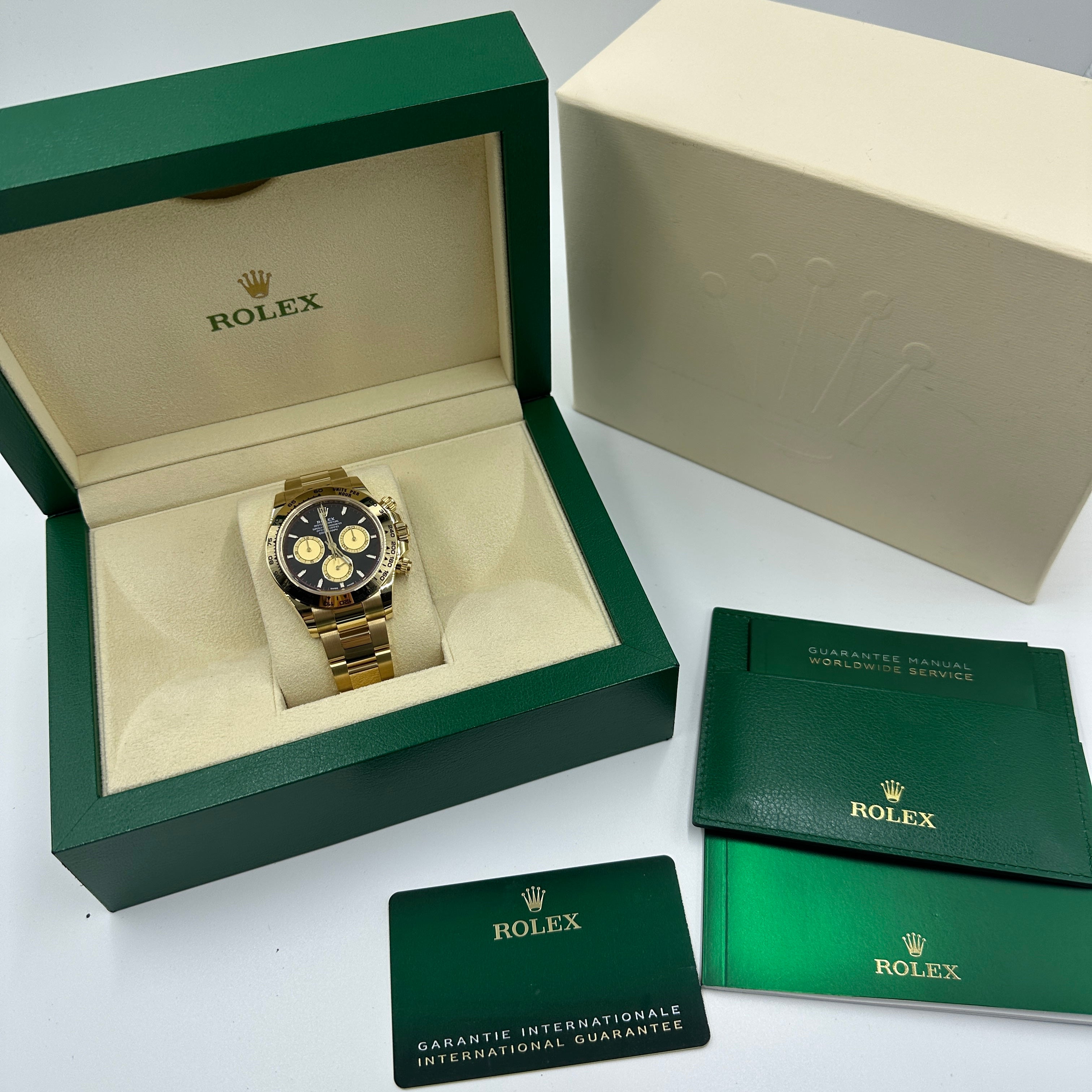 Rolex Cosmograph Daytona 126508 Intensives Schwarz und Champagner