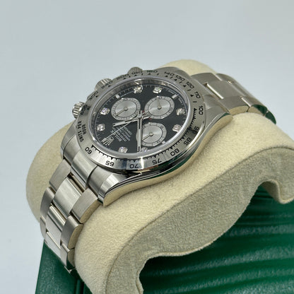 Rolex Cosmograph Daytona 126509 Helles Schwarz und Stahl mit Diamanten besetzt