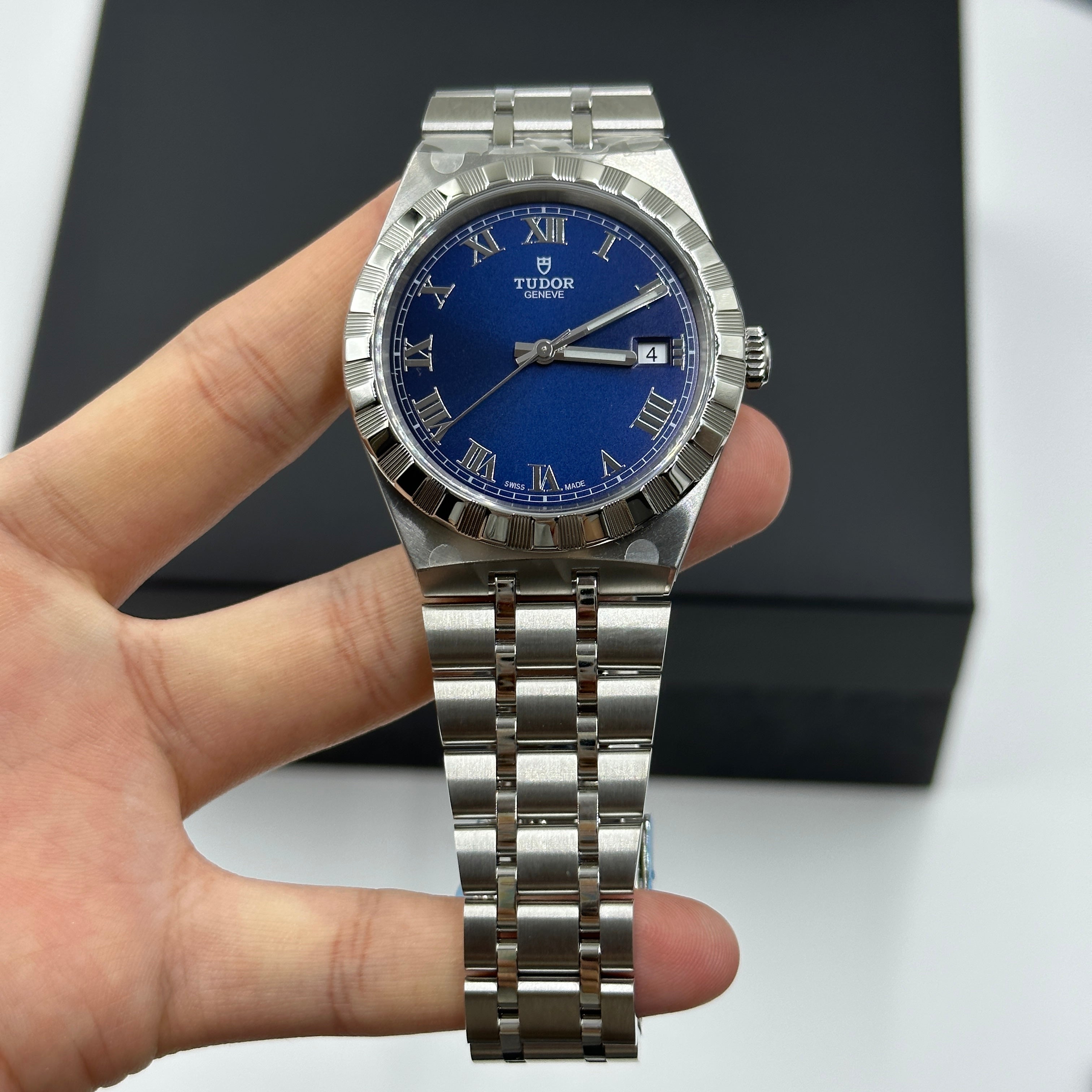 Tudor Royal Blue Roman Steel M28500-0005