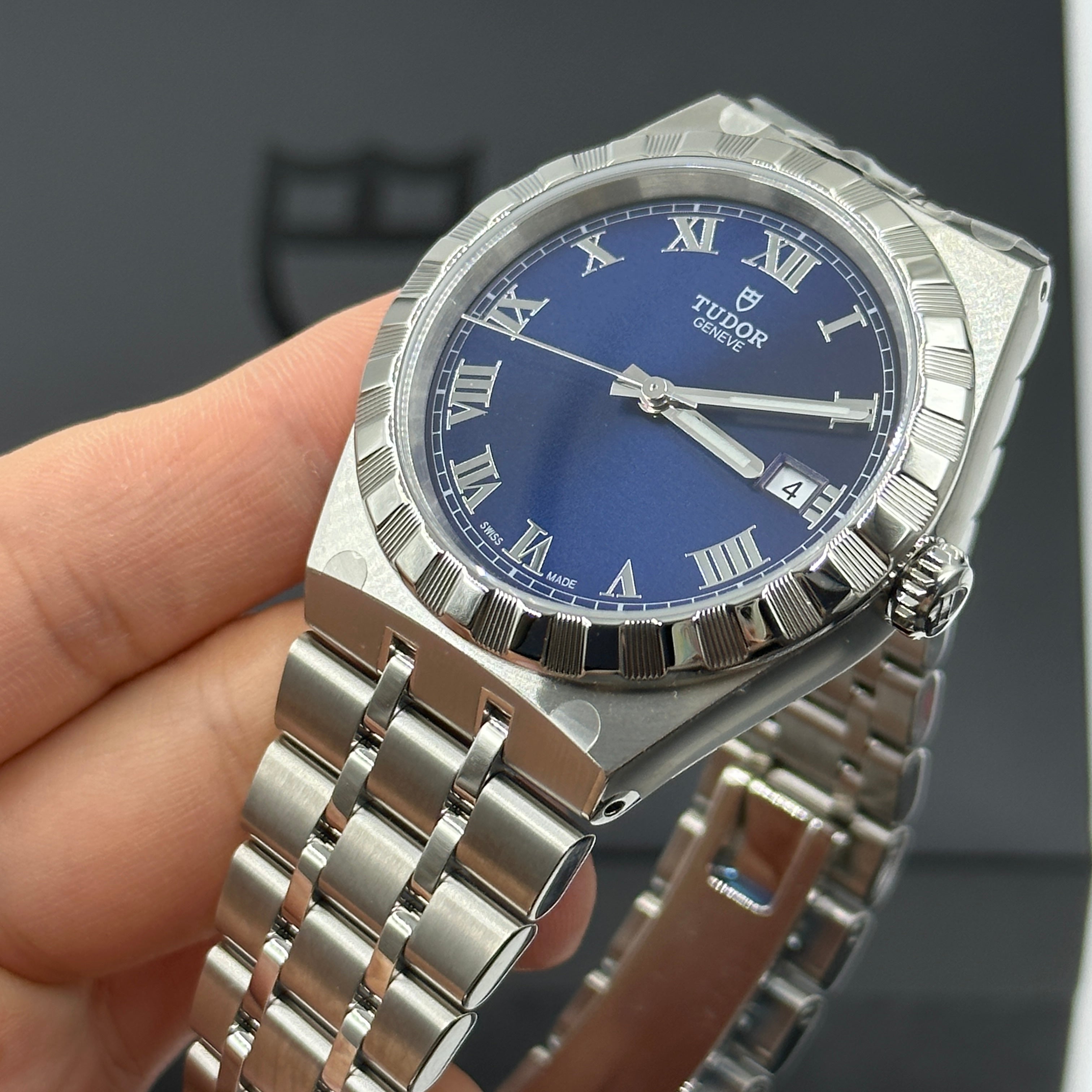 Tudor Royal Blue Roman Steel M28500-0005