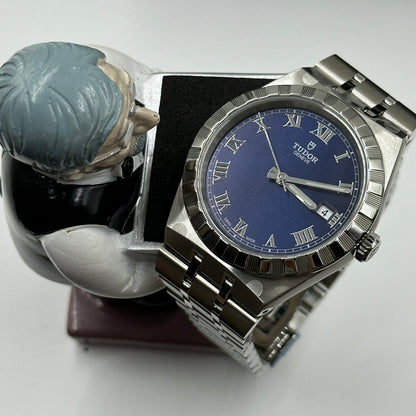 Tudor Royal Blue Roman Steel M28500-0005
