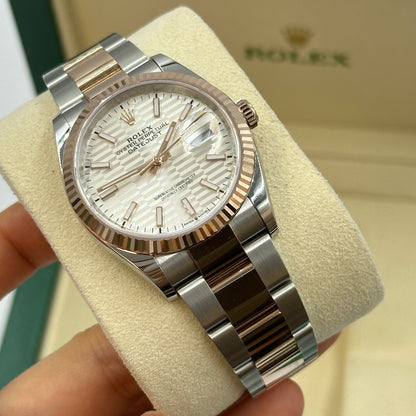 Rolex Datejust 36 126231 Silber Index geriffelte Oyster 2024