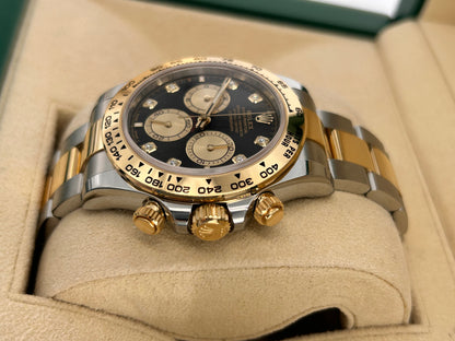 Rolex Cosmograph Daytona 126503 Leuchtend schwarz und golden mit Diamanten besetzt