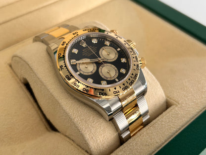Rolex Cosmograph Daytona 126503 Leuchtend schwarz und golden mit Diamanten besetzt