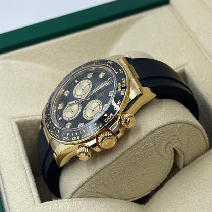 Rolex Cosmograph Daytona 126518 Leuchtend schwarz und golden mit Diamanten besetzt