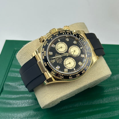 Rolex Cosmograph Daytona 126518 Leuchtend schwarz und golden mit Diamanten besetzt