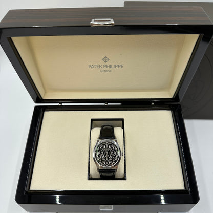 Patek Philippe Calatrava Engraved Black Dial Platinum ref. 5088/100P-001