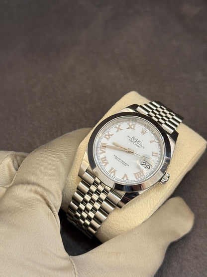 Rolex Datejust 41 126300 Weißes römisches Jubiläum 2024