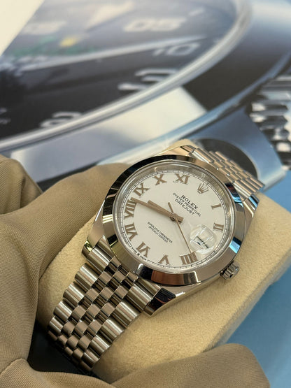 Rolex Datejust 41 126300 Weißes römisches Jubiläum 2024