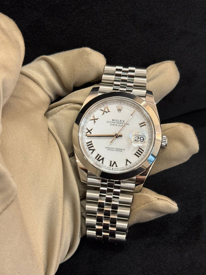 Rolex Datejust 41 126300 Weißes römisches Jubiläum 2024