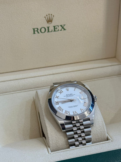 Rolex Datejust 41 126300 Weißes römisches Jubiläum 2024