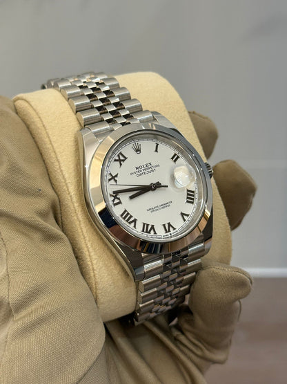 Rolex Datejust 41 126300 Weißes römisches Jubiläum 2024