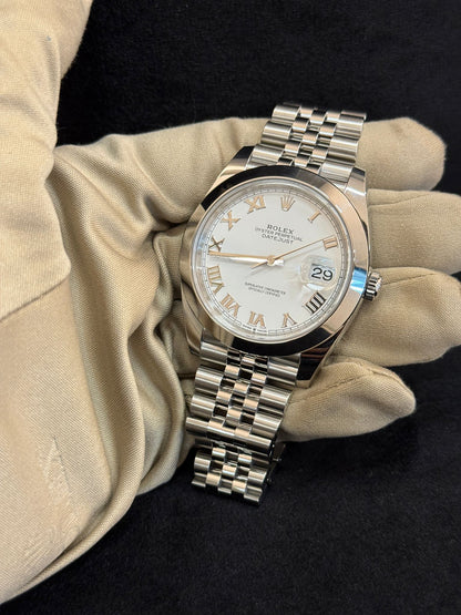 Rolex Datejust 41 126300 Weißes römisches Jubiläum 2024