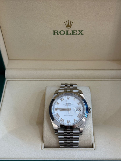 Rolex Datejust 41 126300 Weißes römisches Jubiläum 2024