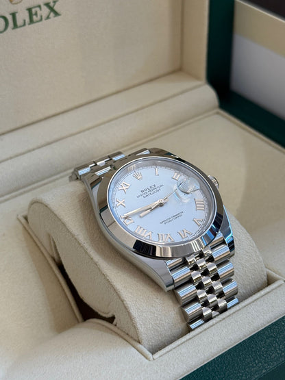 Rolex Datejust 41 126300 Weißes römisches Jubiläum 2024