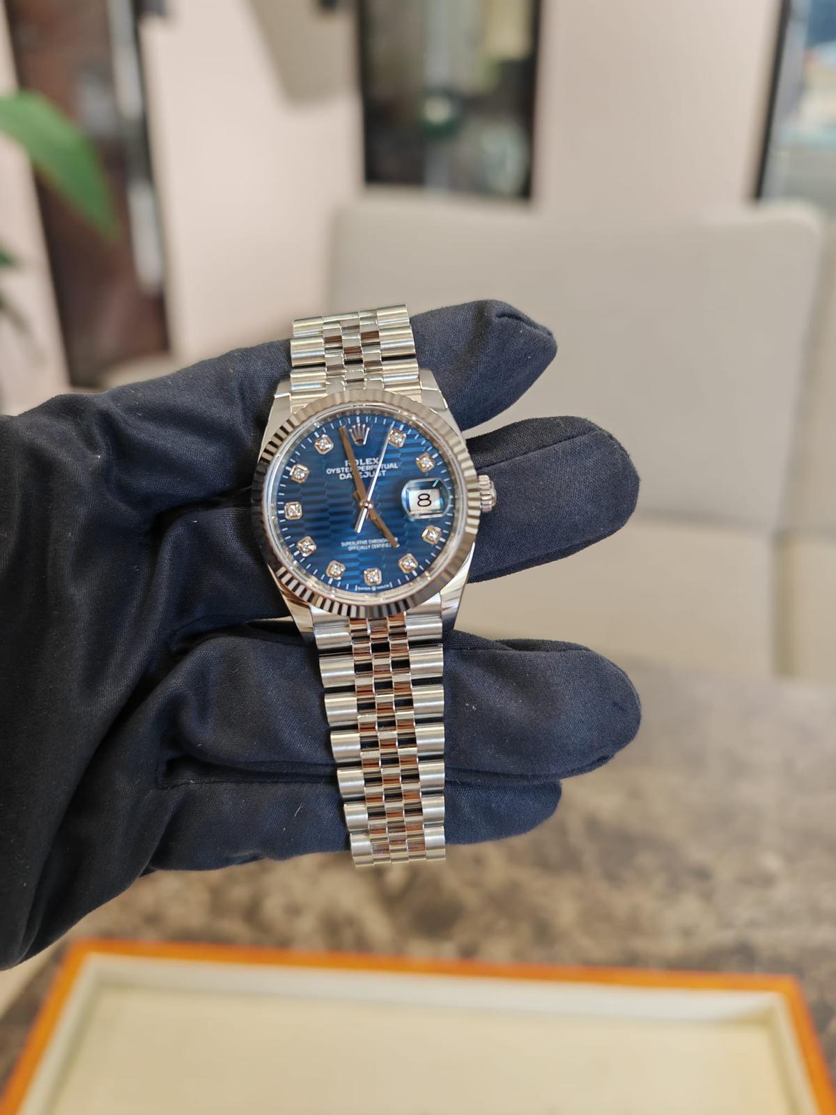 Rolex Datejust 36 126234G Blau geriffelt Jubilee 2024