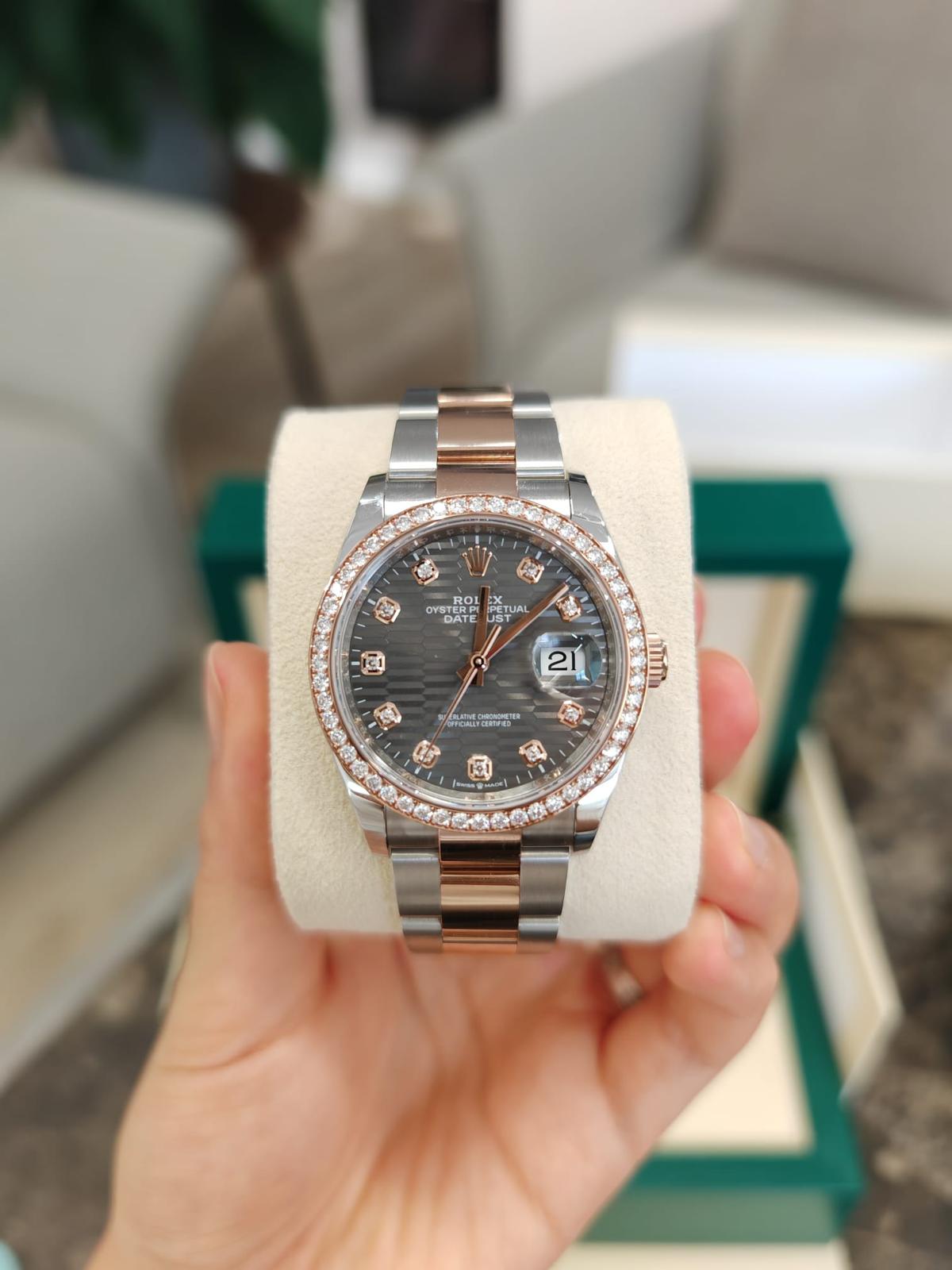 Rolex Datejust 36 126281RBR G Grau geriffelte Oyster 2024