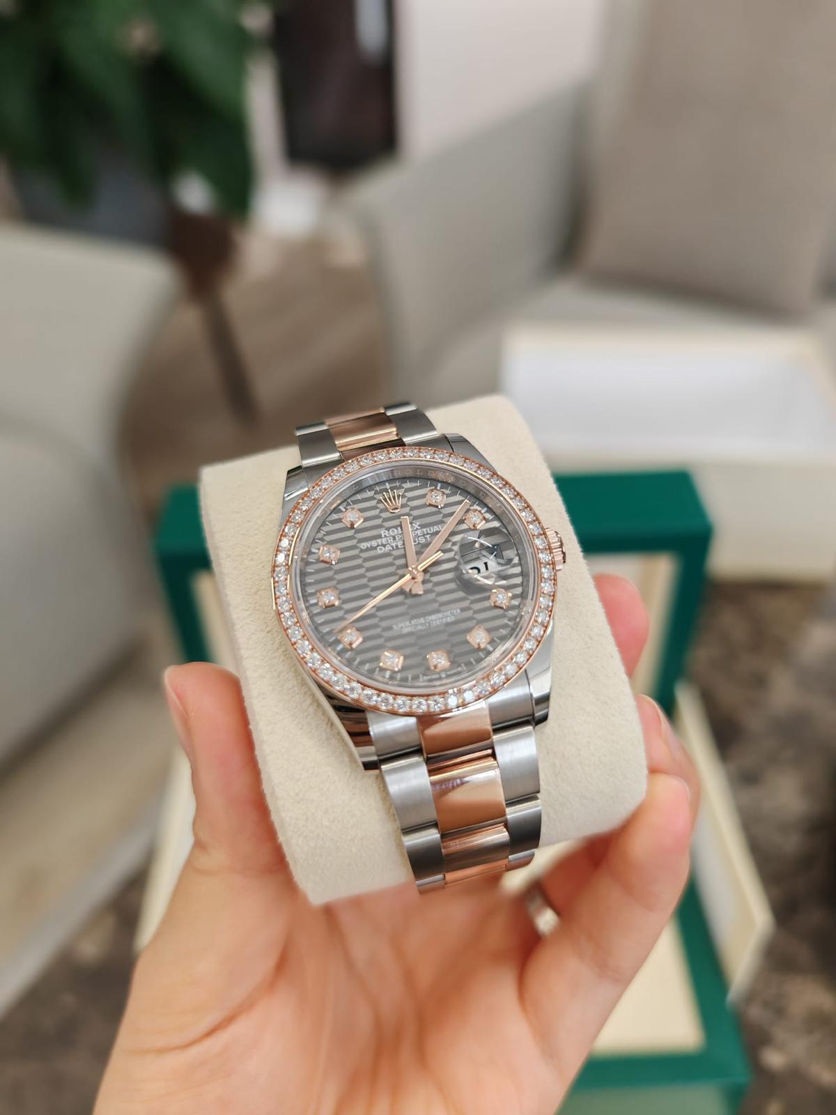 Rolex Datejust 36 126281RBR G Grau geriffelte Oyster 2024