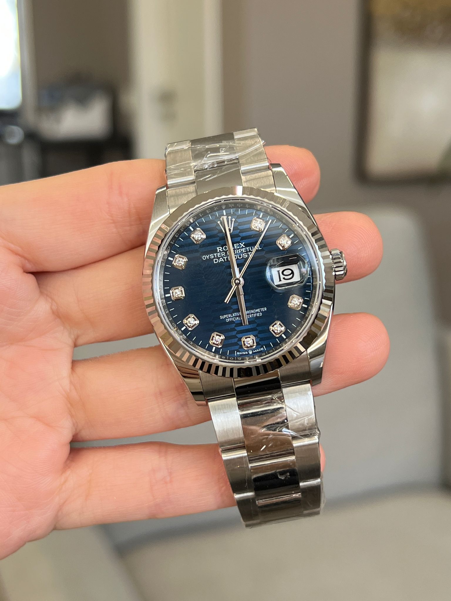 Rolex Datejust 36 126234G Blau geriffelte Oyster 2024