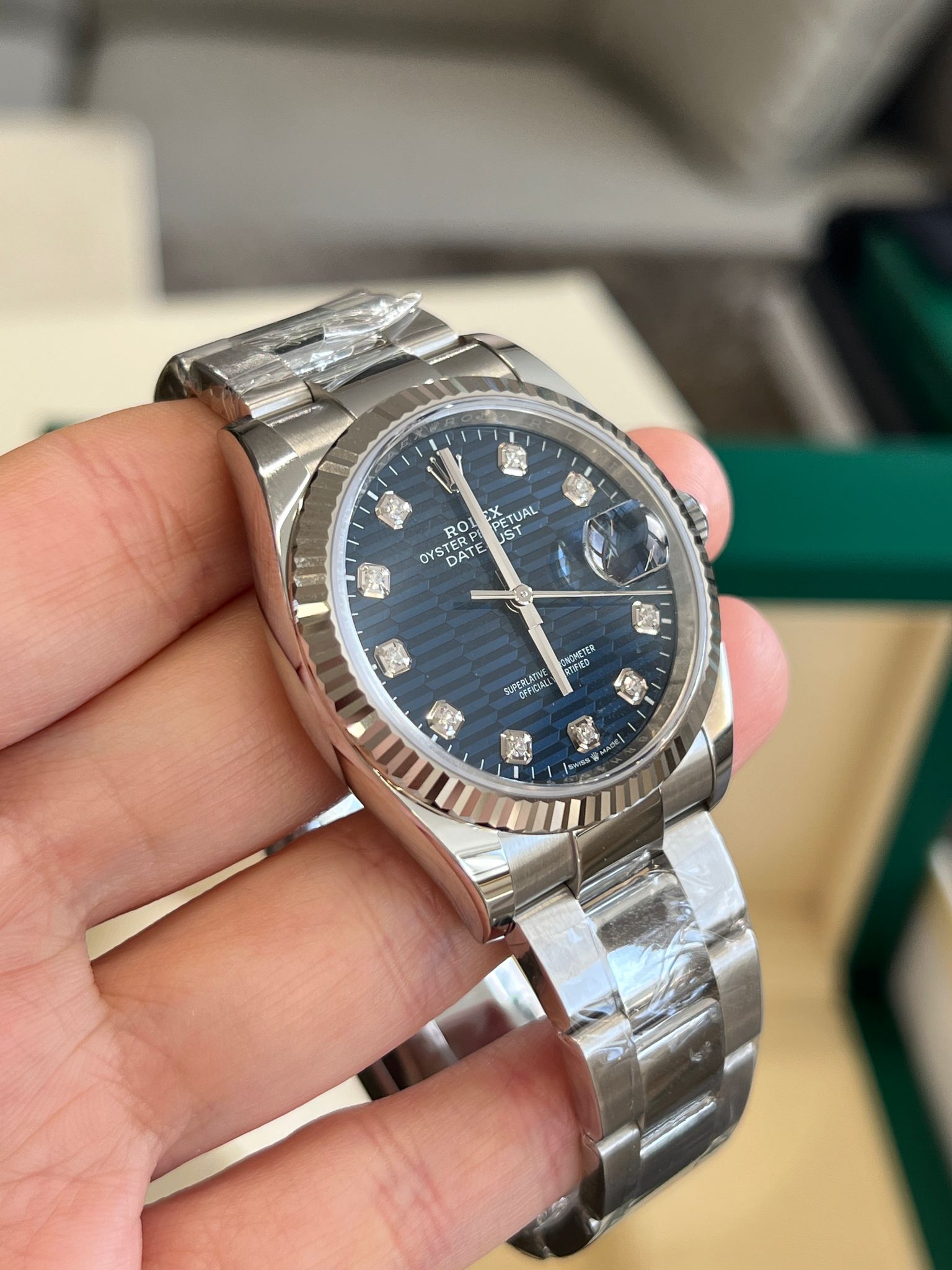 Rolex Datejust 36 126234G Blau geriffelte Oyster 2024