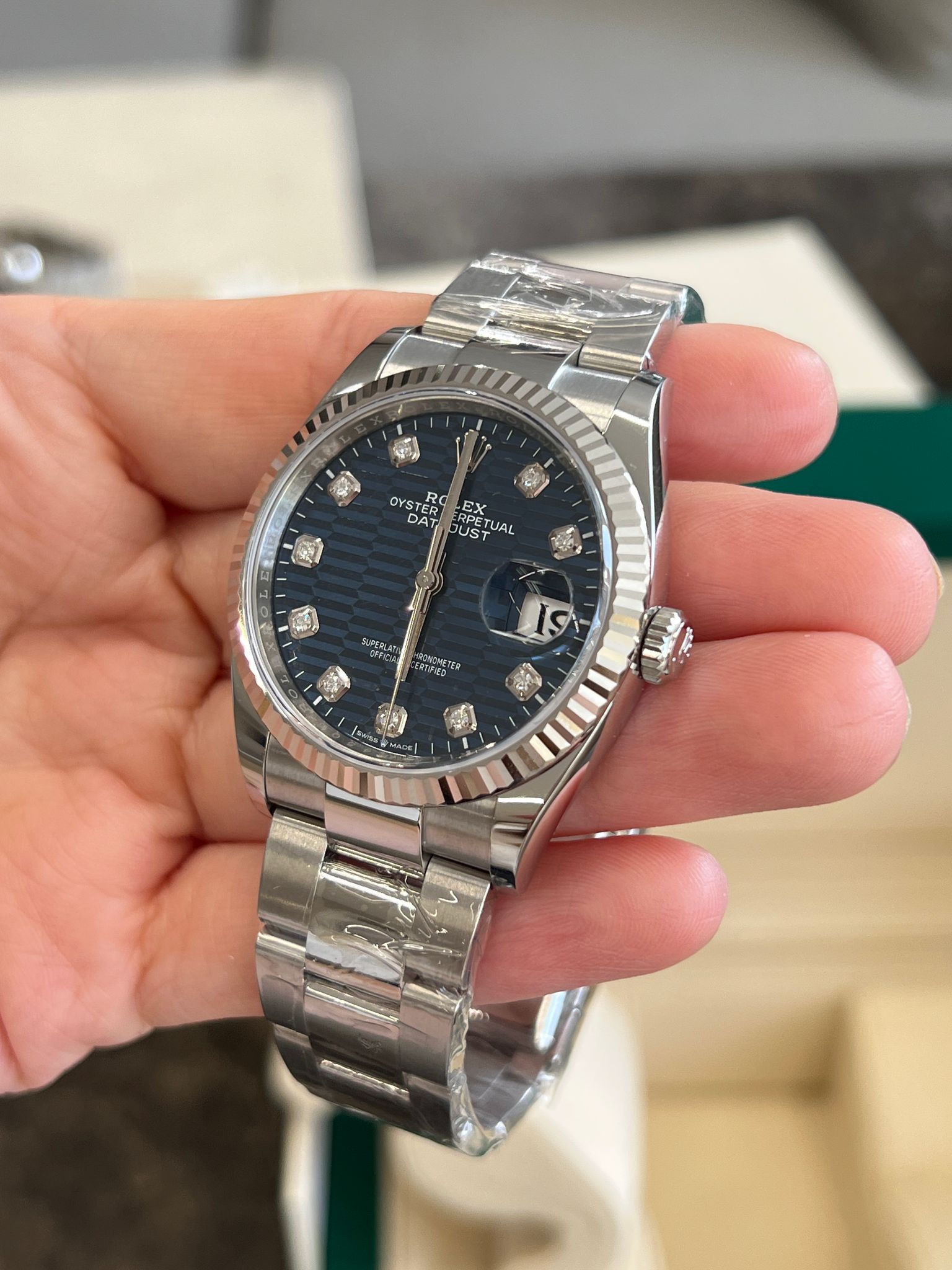 Rolex Datejust 36 126234G Blau geriffelte Oyster 2024