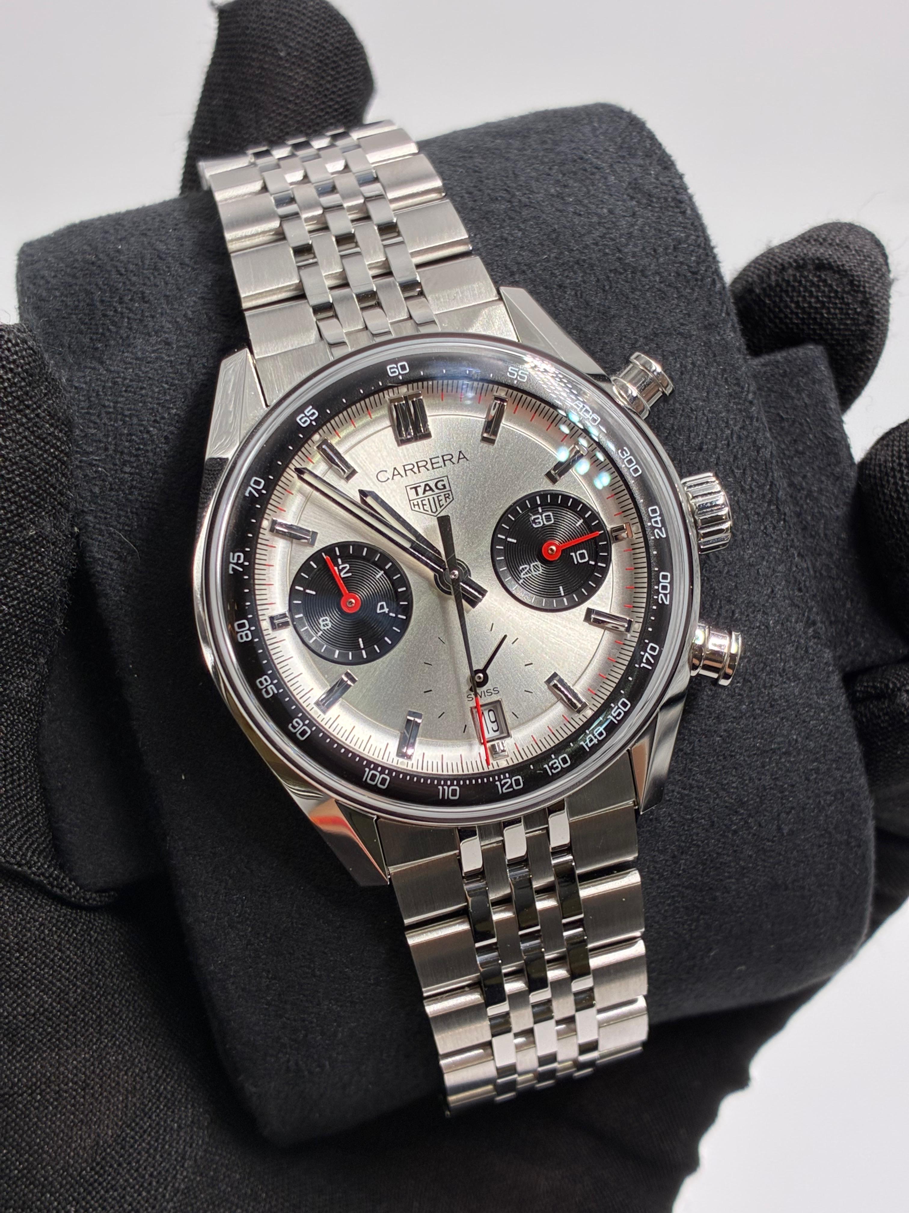 TAG Heuer CBS2216.BA0041 Carrera Chronograph Glass Box Stainless Steel / Panda / Bracelet