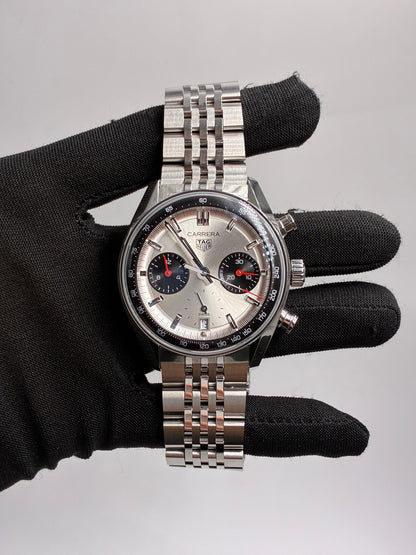 TAG Heuer CBS2216.BA0041 Carrera Chronograph Glass Box Stainless Steel / Panda / Bracelet