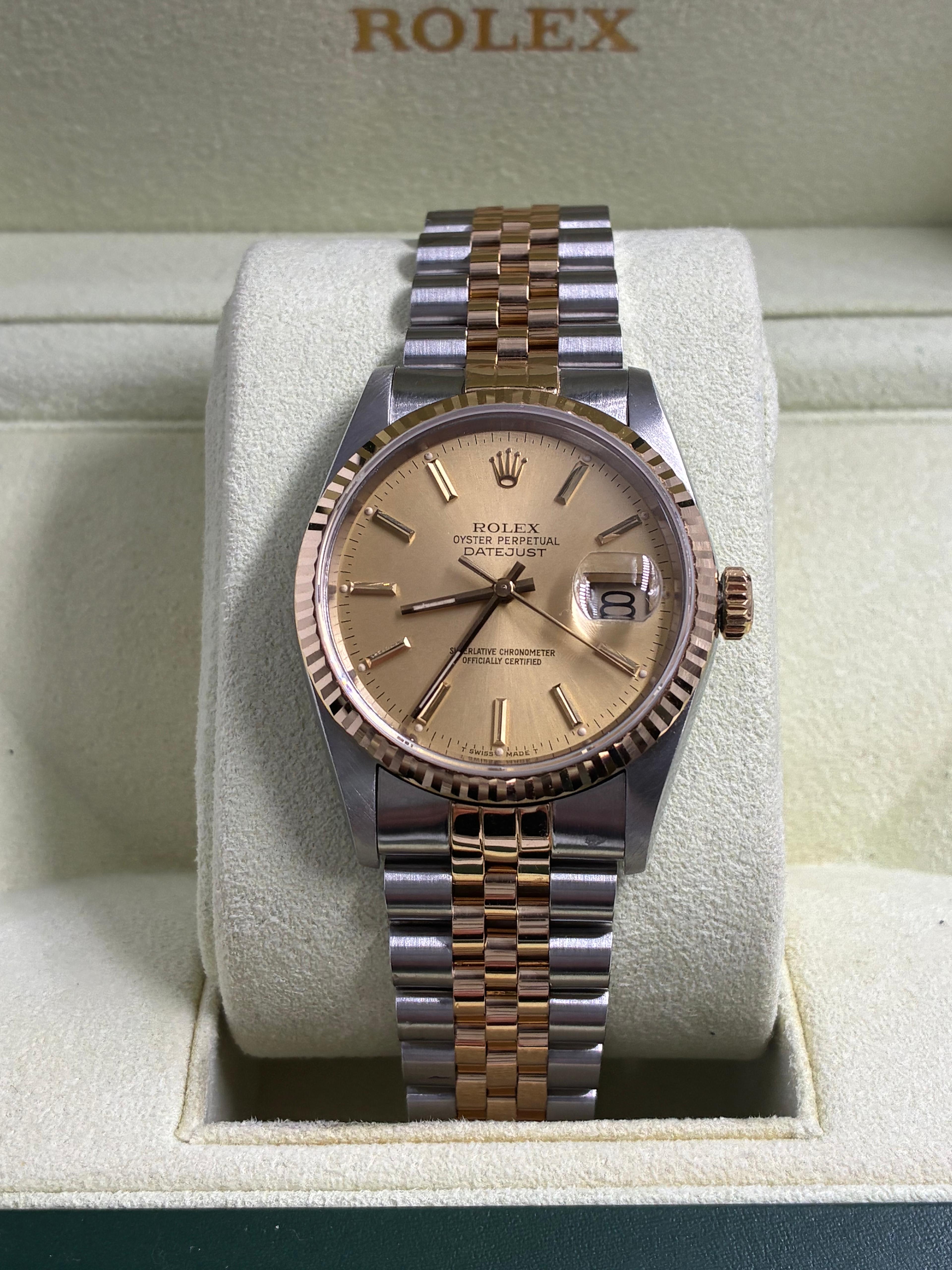 Rolex Datejust 36 16233 Champagne Index Jubilee  with Original Paper