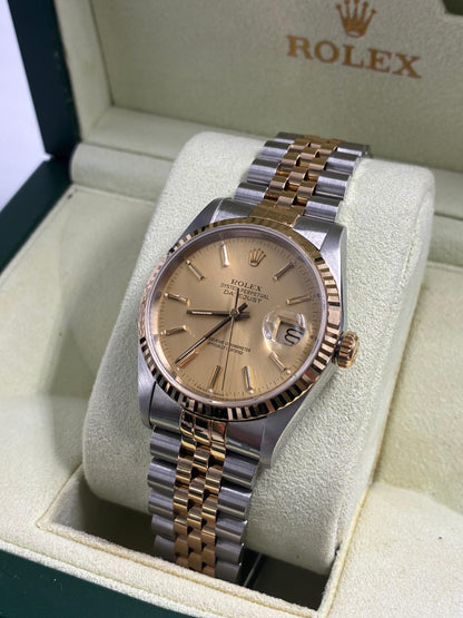 Rolex Datejust 36 16233 Champagne Index Jubilee  with Original Paper