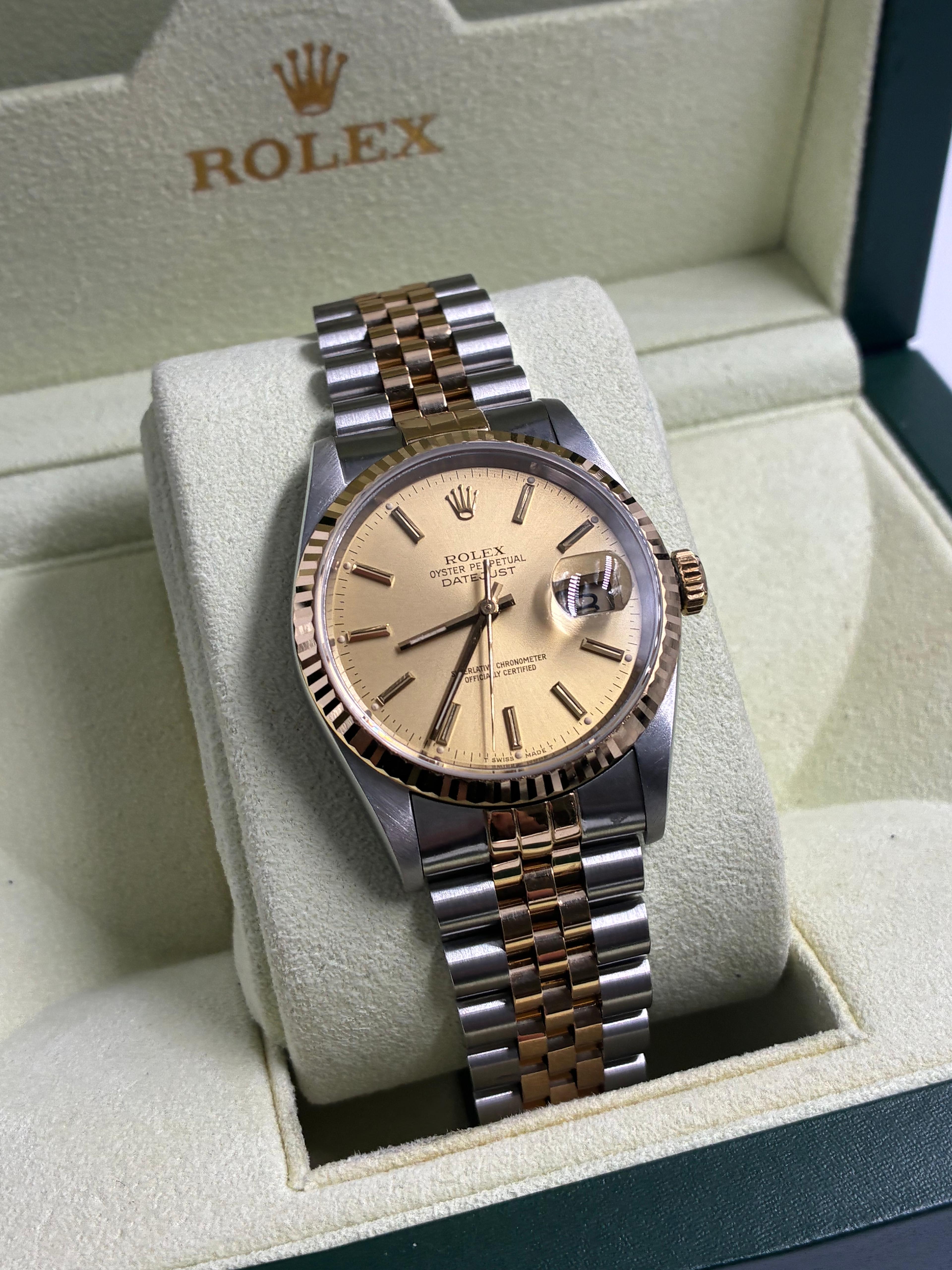 Rolex Datejust 36 16233 Champagne Index Jubilee  with Original Paper