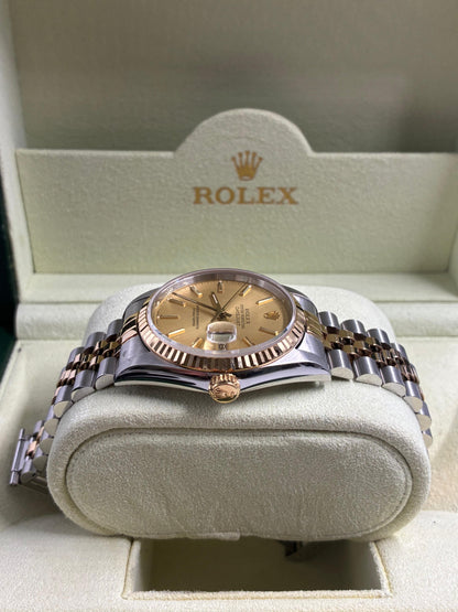 Rolex Datejust 36 16233 Champagne Index Jubilee  with Original Paper