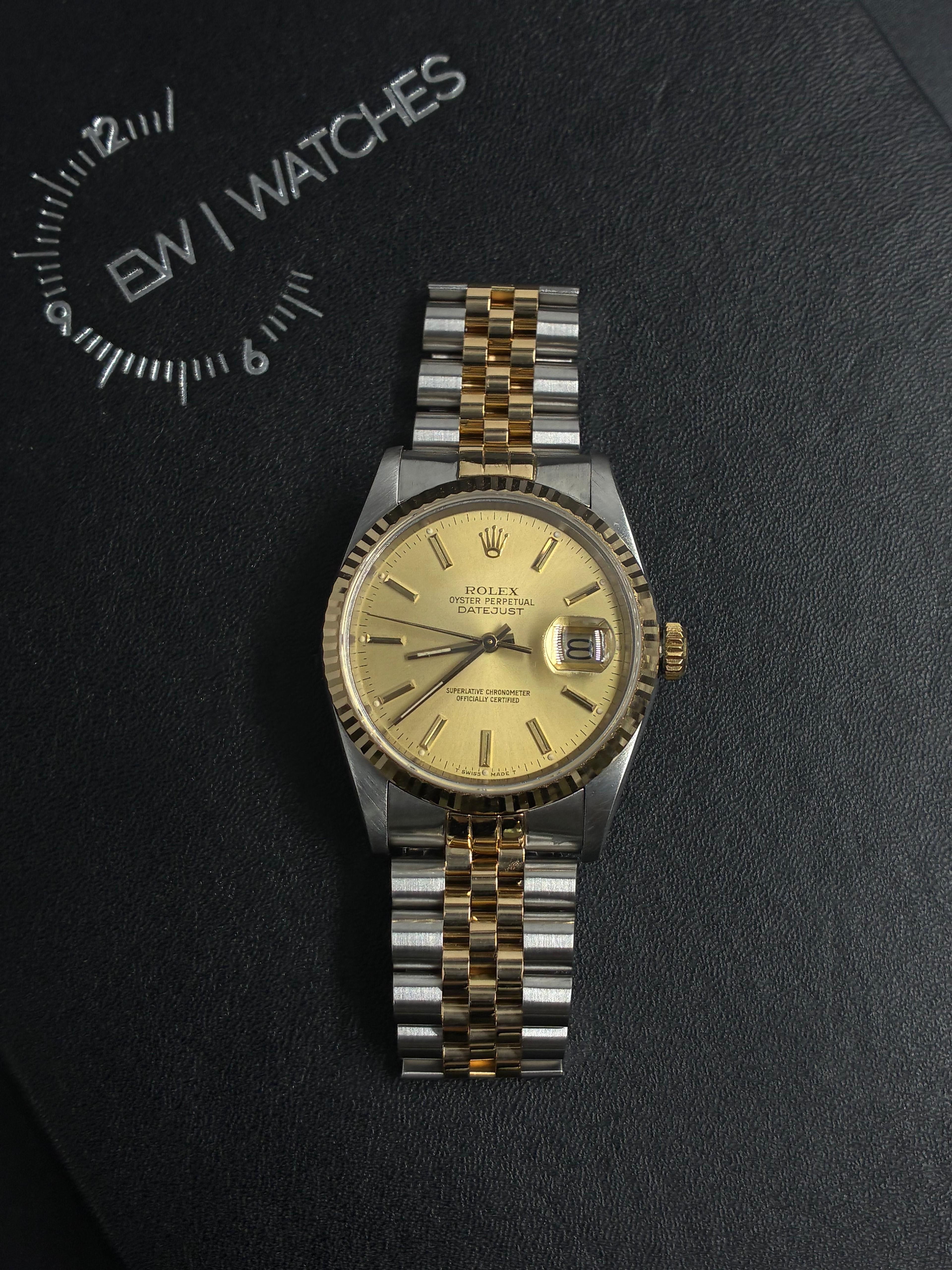 Rolex Datejust 36 16233 Champagne Index Jubilee  with Original Paper