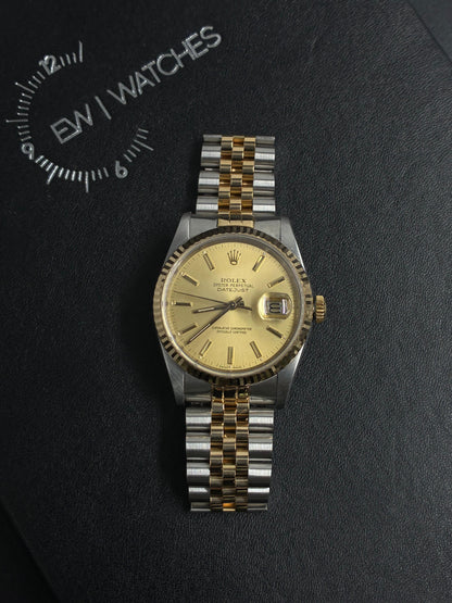 Rolex Datejust 36 16233 Champagne Index Jubilee  with Original Paper