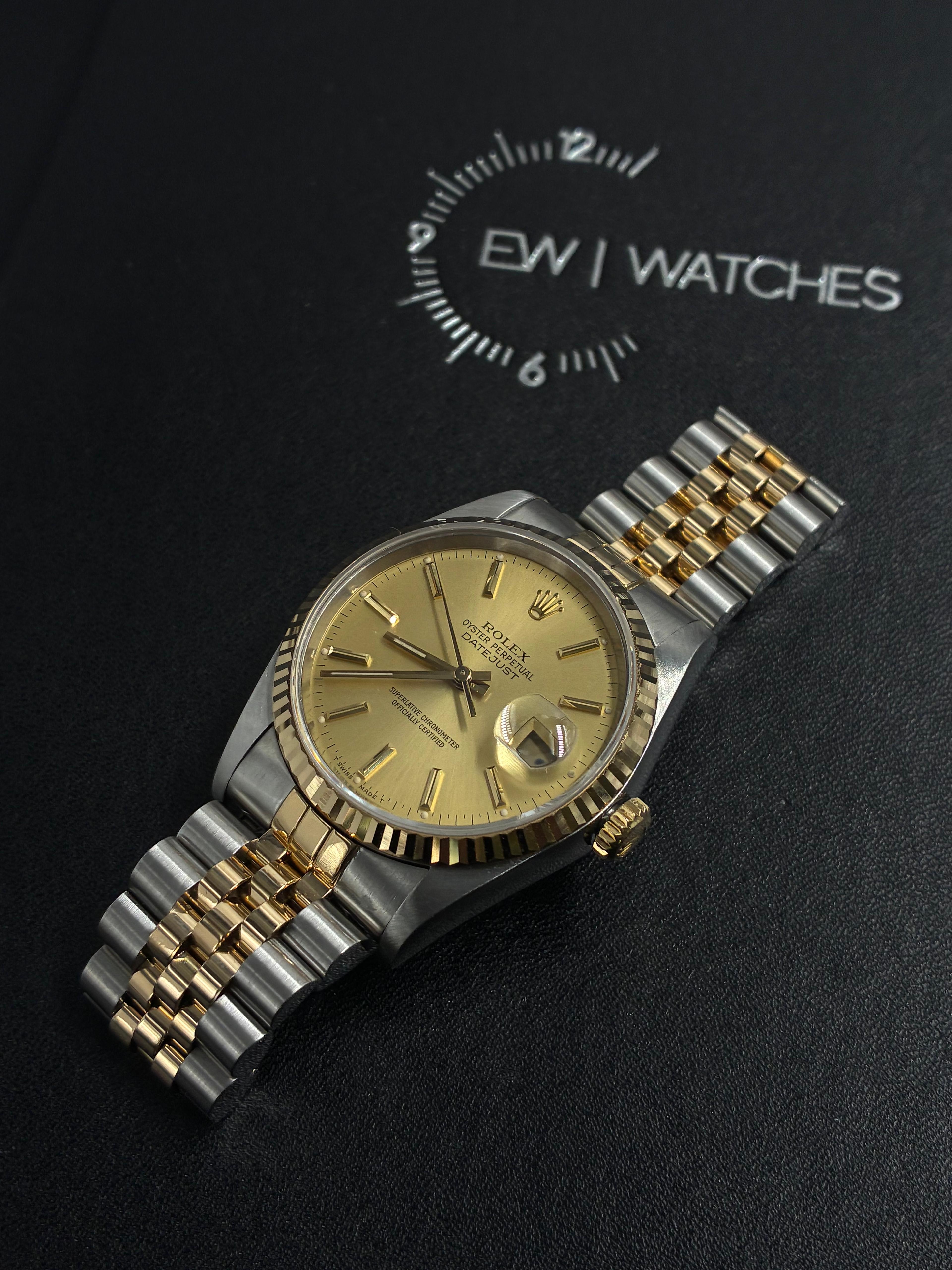 Rolex Datejust 36 16233 Champagne Index Jubilee  with Original Paper