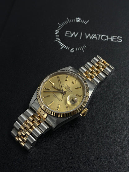 Rolex Datejust 36 16233 Champagne Index Jubilee  with Original Paper