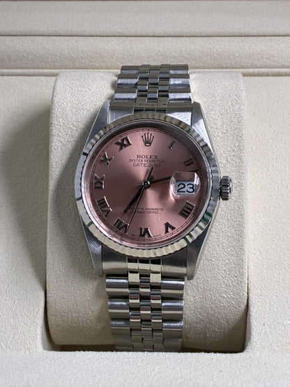 Rolex Datejust 36 16234 Pink Roman Jubilee 1999 with Original Paper