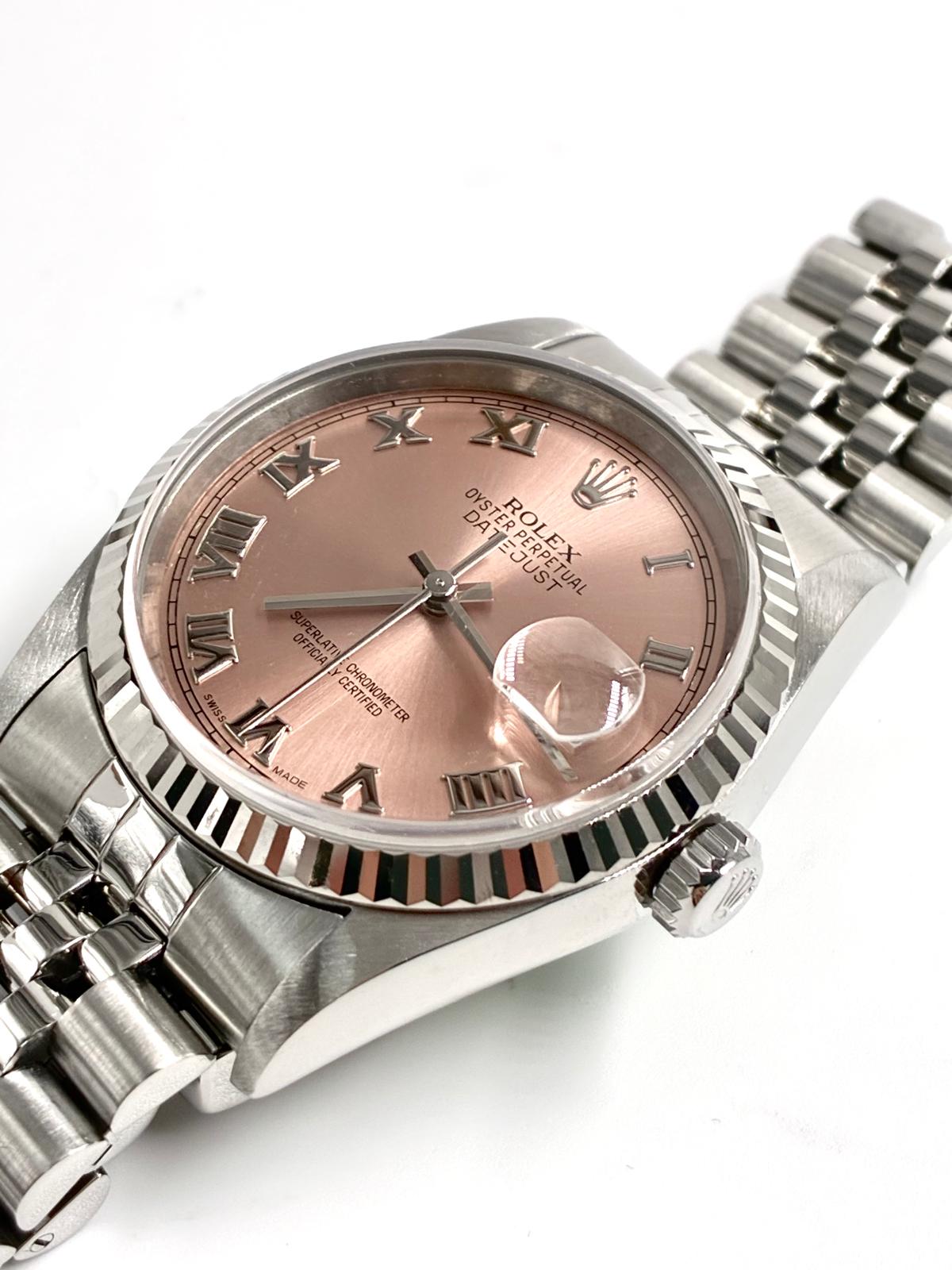 Rolex Datejust 36 16234 Pink Roman Jubilee 1999 with Original Paper
